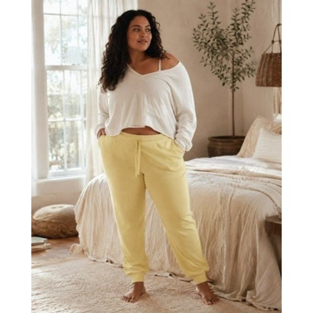 Girlfriend Collective Yellow Organic Cotton Jogger Sweatpants Plus Size 4XL NWT